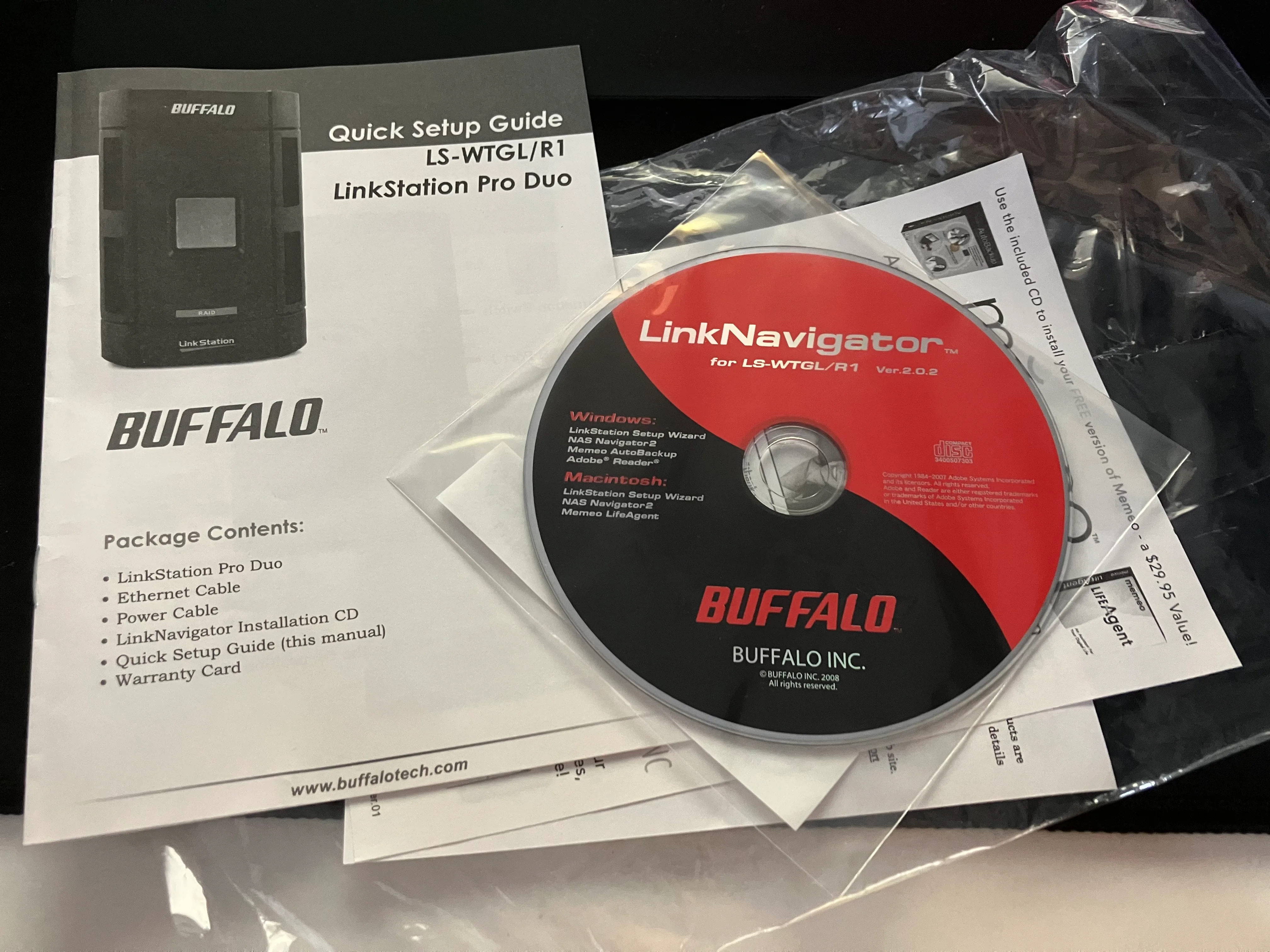 BUFFALO LinkStation Pro Duo说明书和软件安装用的CD
